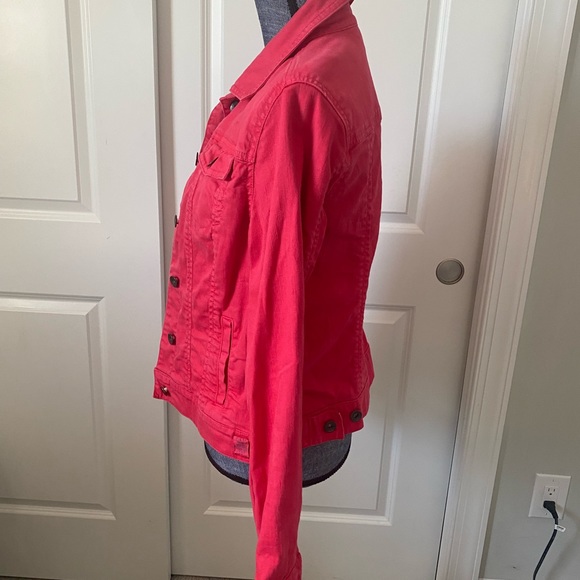 Tommy Hilfiger Women’s Pink Denim Jeans Trucker Cotton Jacket Button Front Sz M - Picture 6 of 14
